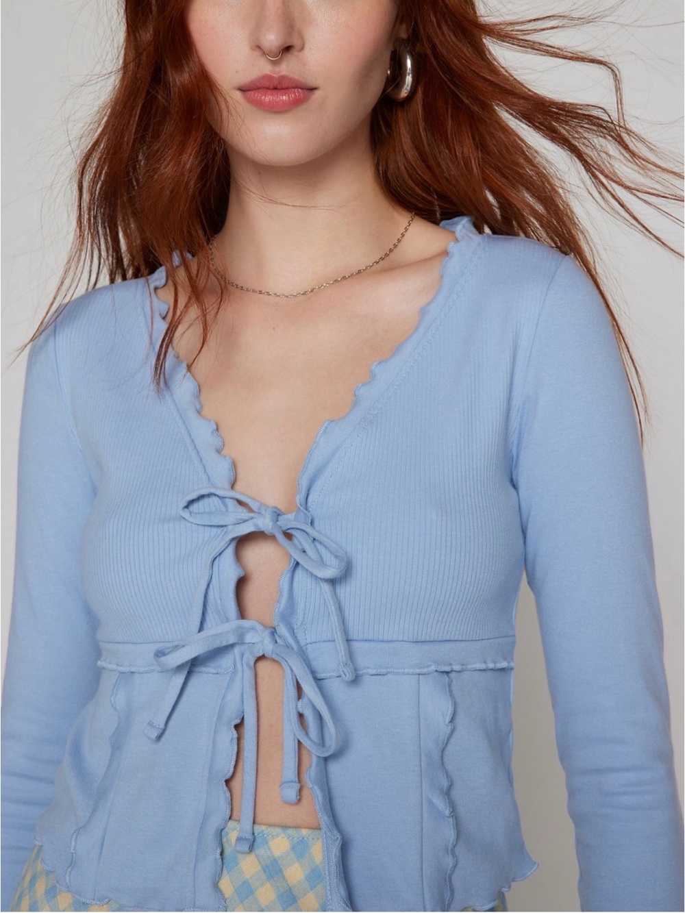 Kimchi blue Light Blue Tie-Front top